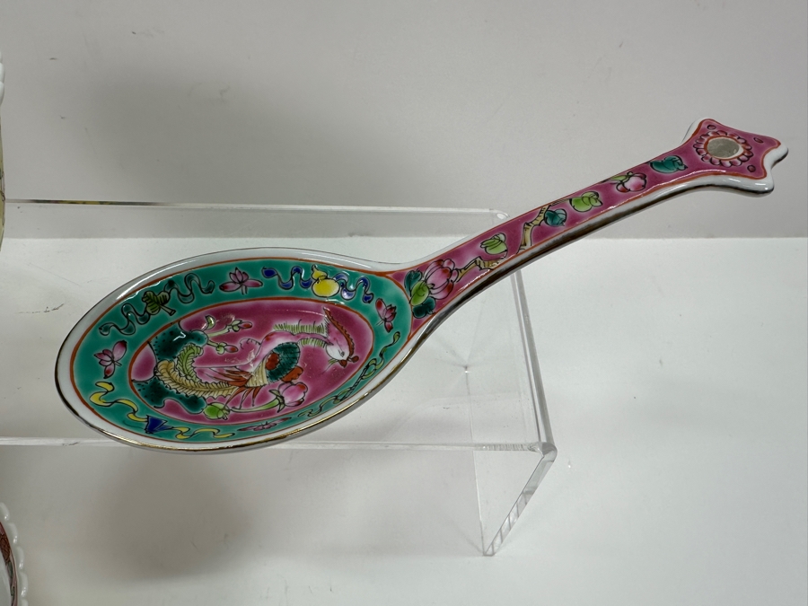 (3) Chinese Hand Painted Dragon Bowls 6.5W And Spoon [Photo 8]