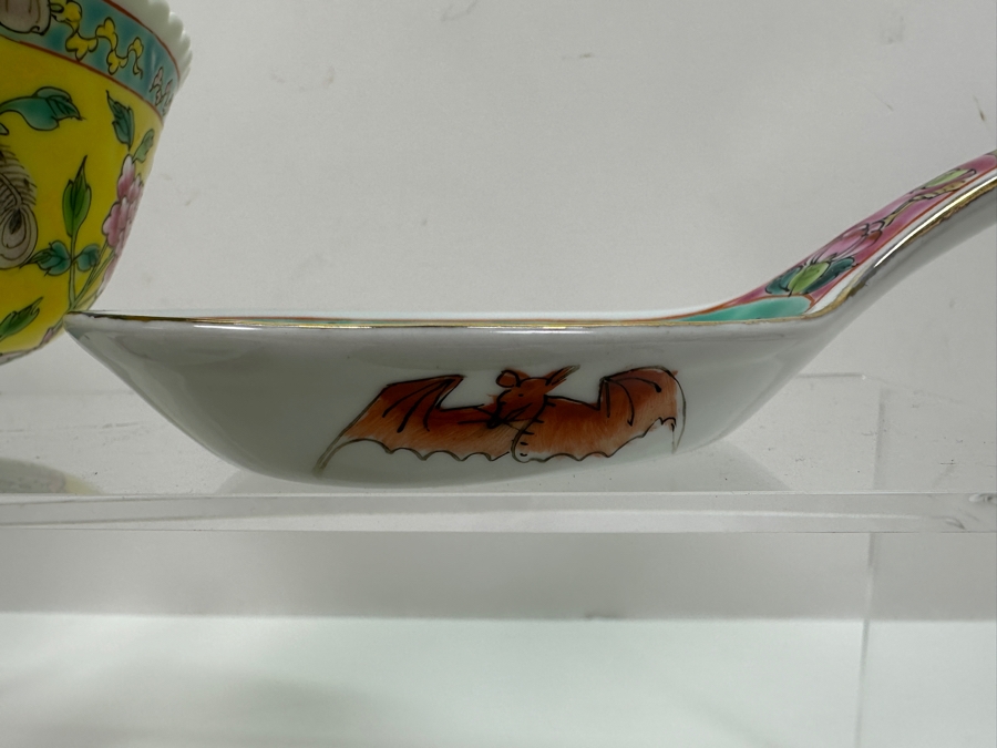 (3) Chinese Hand Painted Dragon Bowls 6.5W And Spoon [Photo 9]