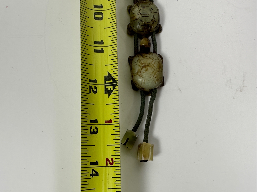 Vintage Chinese Carved Jadeite Turtles Signed Choker 13' Necklace [Photo 18]