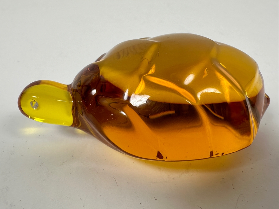 Baccarat France Amber Art Glass Turtle Figurine 2.75L [Photo 5]