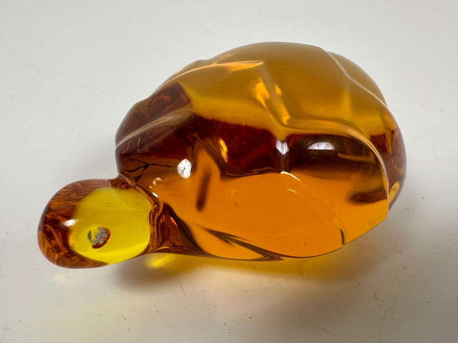 Baccarat France Amber Art Glass Turtle Figurine 2.75L [Photo 4]