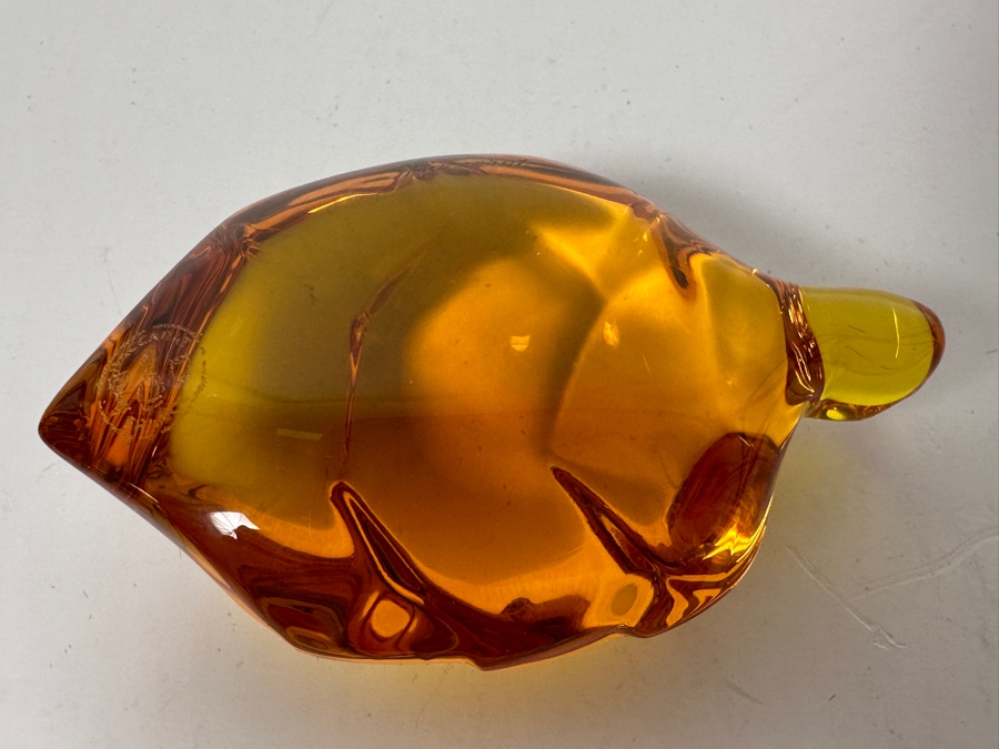 Baccarat France Amber Art Glass Turtle Figurine 2.75L [Photo 6]