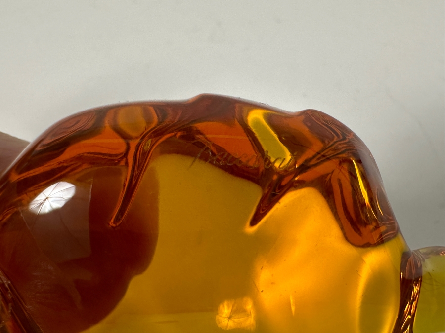 Baccarat France Amber Art Glass Turtle Figurine 2.75L [Photo 8]
