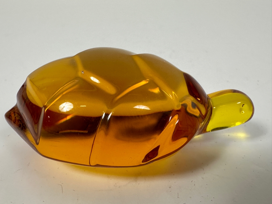 Baccarat France Amber Art Glass Turtle Figurine 2.75L [Photo 3]