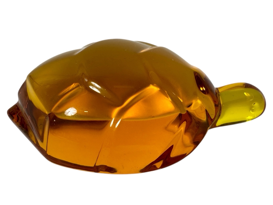 Baccarat France Amber Art Glass Turtle Figurine 2.75L [Photo 1]