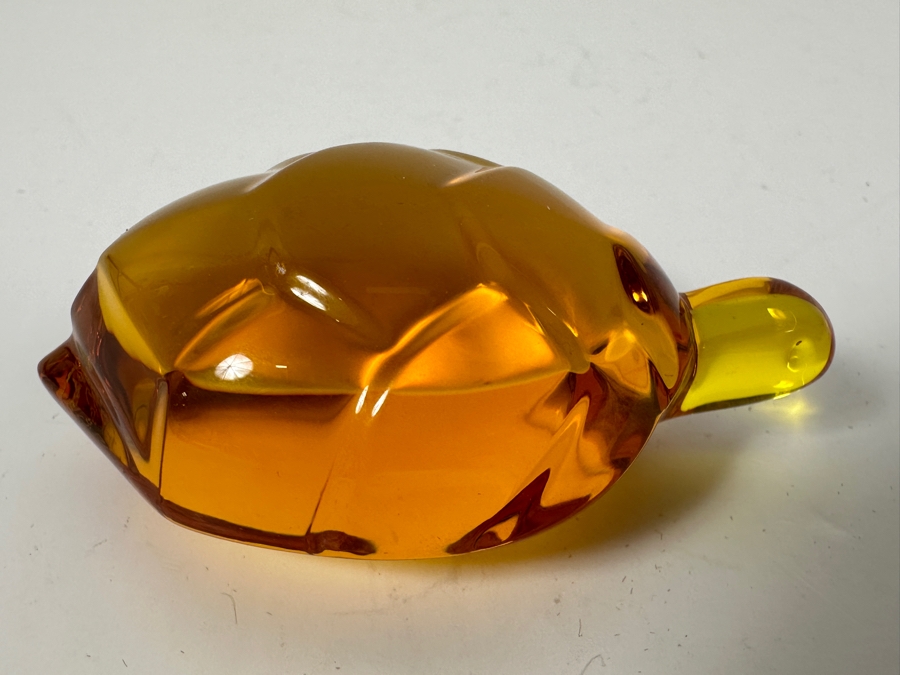 Baccarat France Amber Art Glass Turtle Figurine 2.75L [Photo 2]