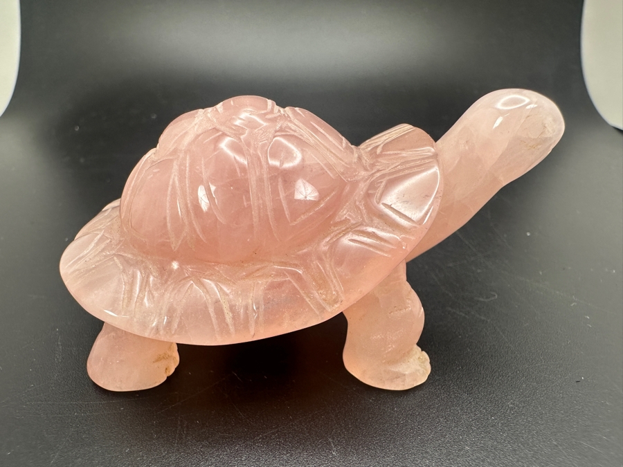 (3) Carved Rose Quartz Turtle Figurines 318g [Photo 15]
