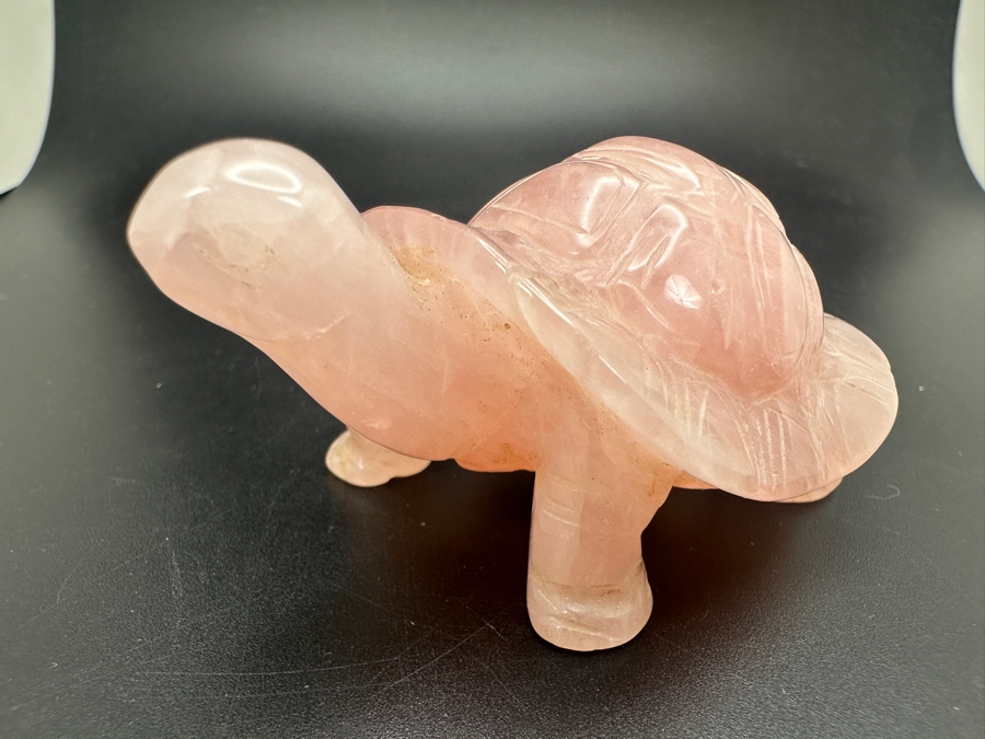 (3) Carved Rose Quartz Turtle Figurines 318g [Photo 14]