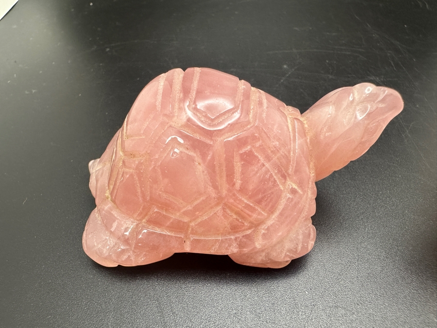 (3) Carved Rose Quartz Turtle Figurines 318g [Photo 10]