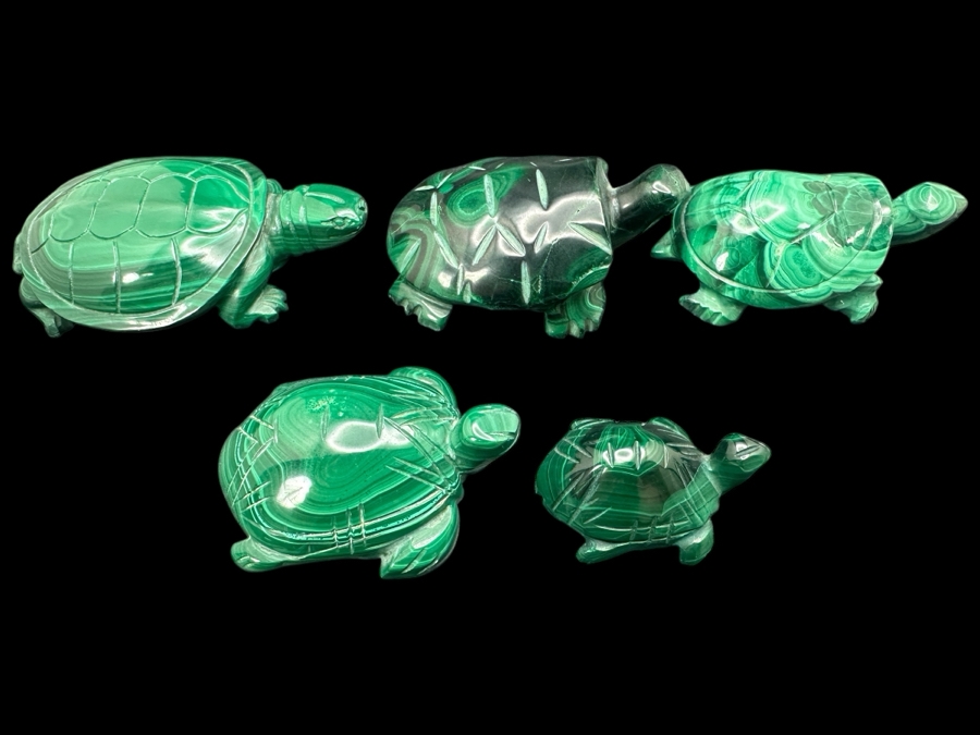 Hand Carved Malachite Turtle Figurine 367g [Photo 1]