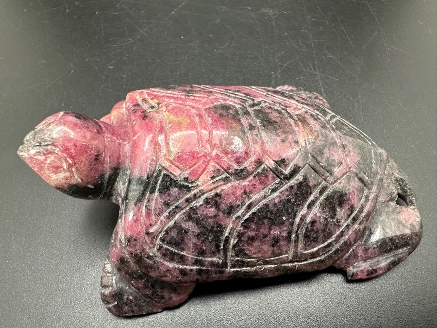 Vintage Chinese Hand Carved Rhodonite Turtle Figurine 121g [Photo 3]