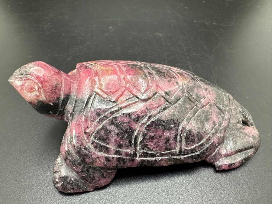 Vintage Chinese Hand Carved Rhodonite Turtle Figurine 121g [Photo 2]