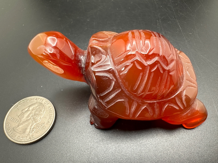 Vintage Chinese Hand Carved Carnelian Turtle Figurine 102g [Photo 9]