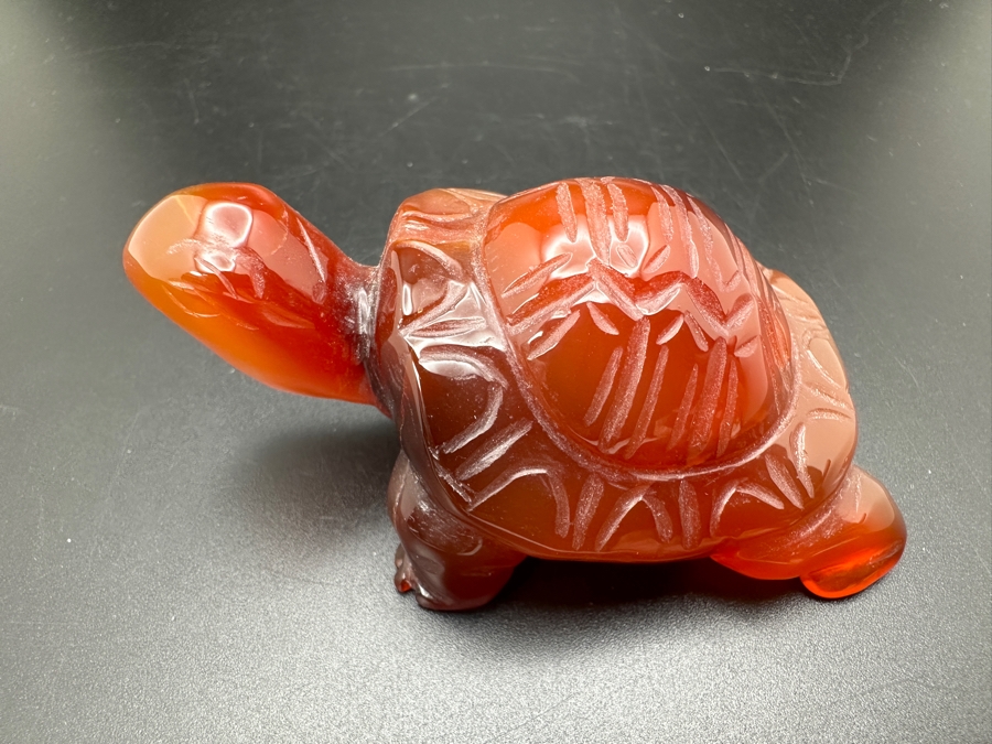 Vintage Chinese Hand Carved Carnelian Turtle Figurine 102g [Photo 2]