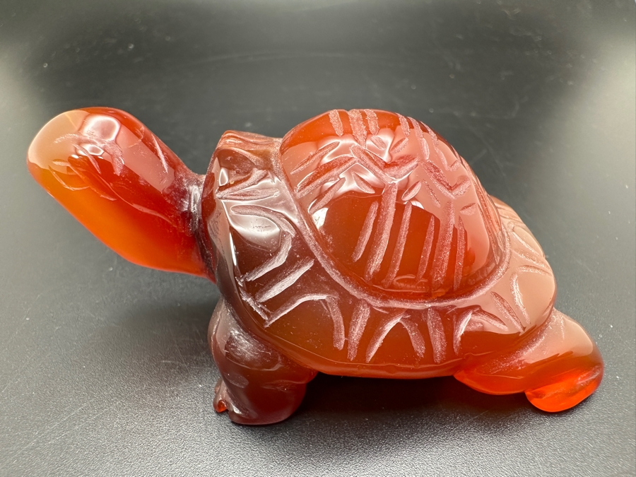 Vintage Chinese Hand Carved Carnelian Turtle Figurine 102g [Photo 4]