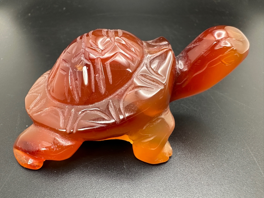 Vintage Chinese Hand Carved Carnelian Turtle Figurine 102g [Photo 6]
