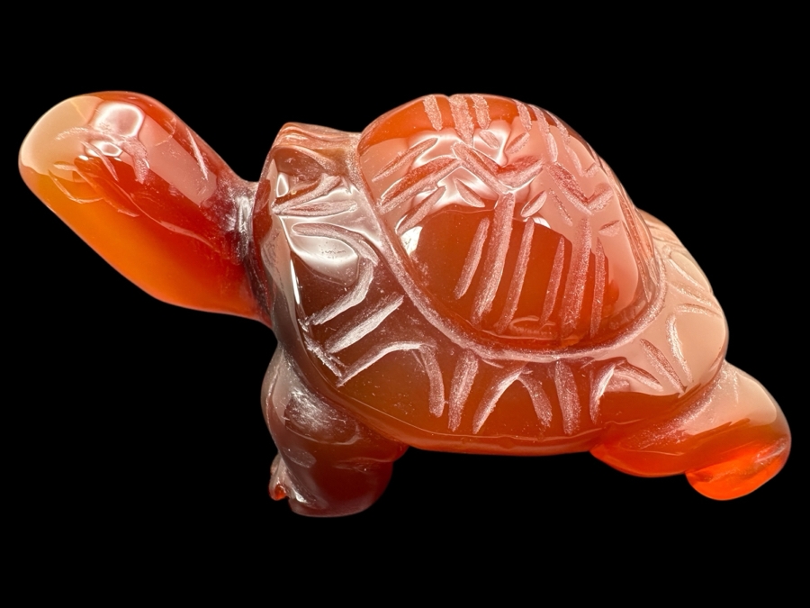 Vintage Chinese Hand Carved Carnelian Turtle Figurine 102g [Photo 1]