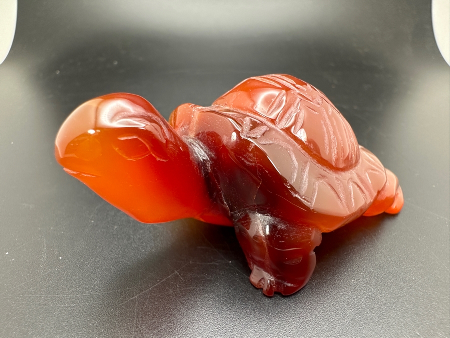 Vintage Chinese Hand Carved Carnelian Turtle Figurine 102g [Photo 5]