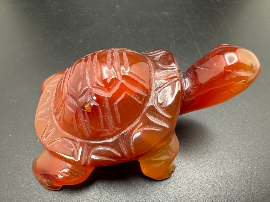 Vintage Chinese Hand Carved Carnelian Turtle Figurine 102g [Photo 7]