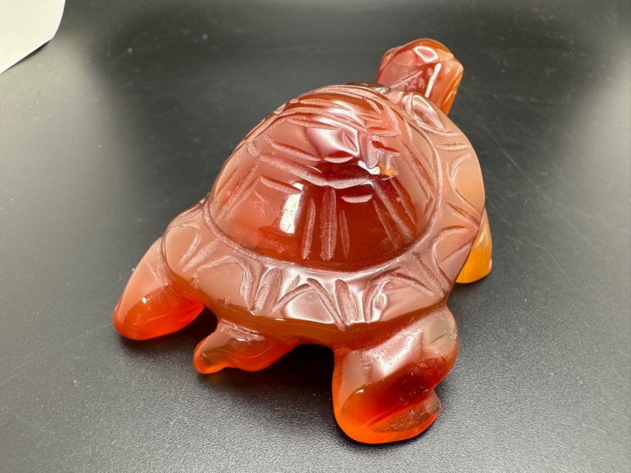 Vintage Chinese Hand Carved Carnelian Turtle Figurine 102g [Photo 8]