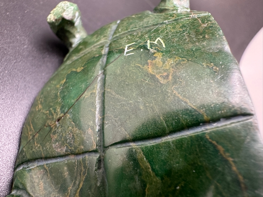 Vintage Hand Carved Jade Turtle Figurine Signed E.M. 167g [Photo 12]