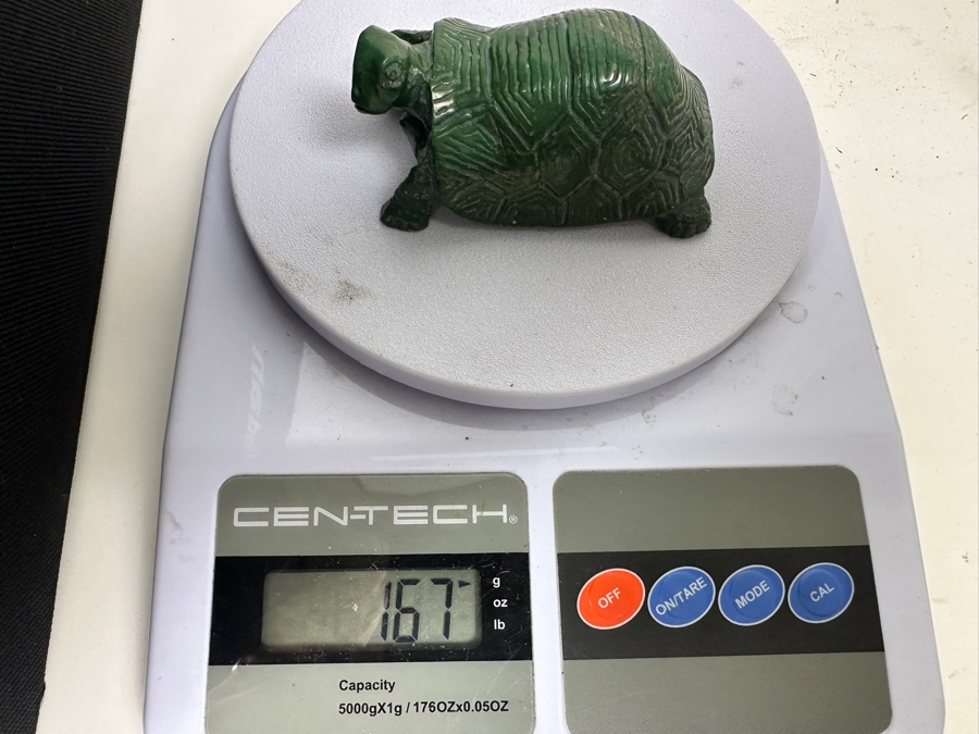 Vintage Hand Carved Jade Turtle Figurine Signed E.M. 167g [Photo 15]