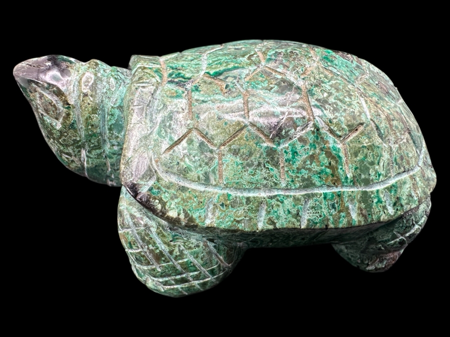 Hand Carved Malachite Turtle Figurine 182g [Photo 1]