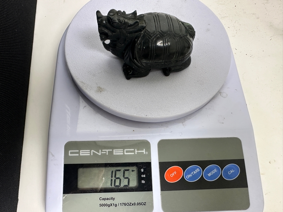 Vintage Hand Carved Chinese Jade Feng Shui Dragon Turtle Tortoise 165g [Photo 14]