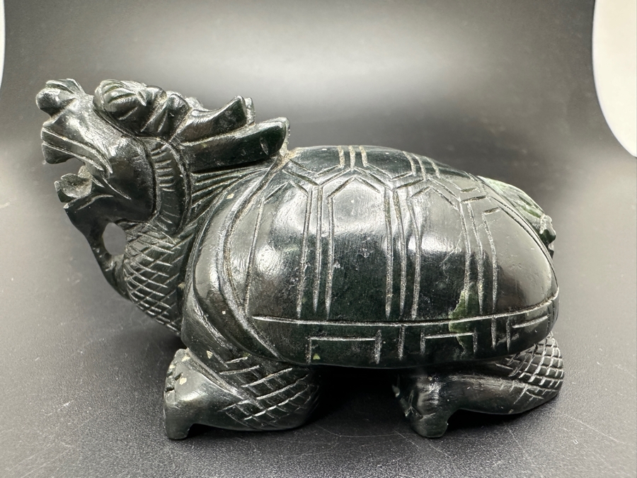 Vintage Hand Carved Chinese Jade Feng Shui Dragon Turtle Tortoise 165g [Photo 8]