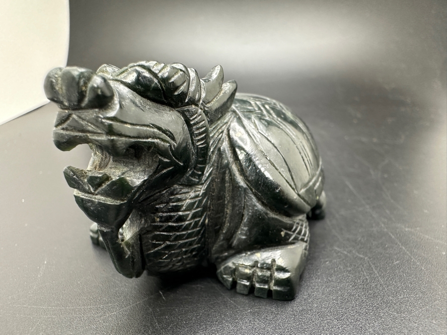 Vintage Hand Carved Chinese Jade Feng Shui Dragon Turtle Tortoise 165g [Photo 6]