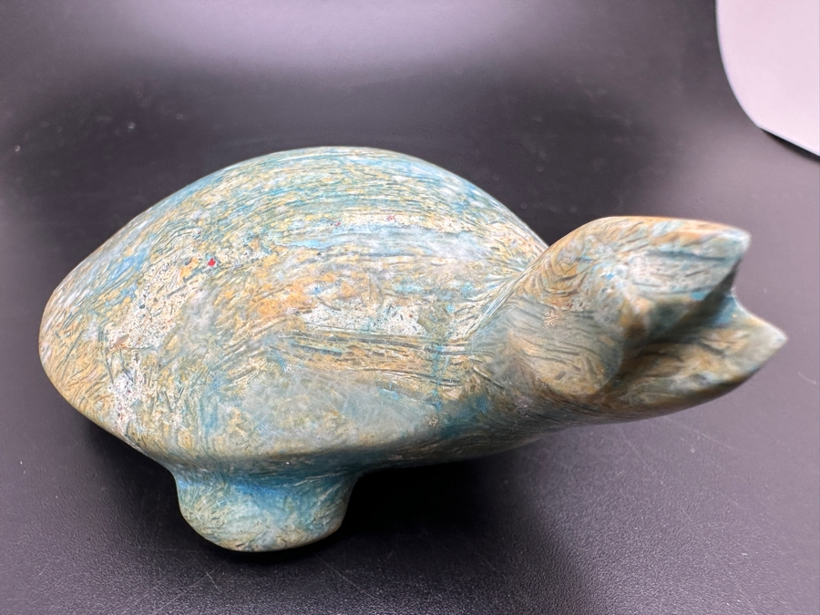 Vintage Hand Carved Petrified Wood Turtle Figurine 215g [Photo 6]