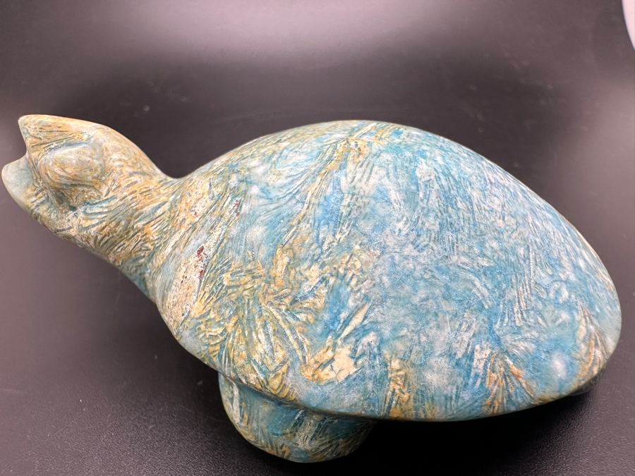 Vintage Hand Carved Petrified Wood Turtle Figurine 215g [Photo 3]