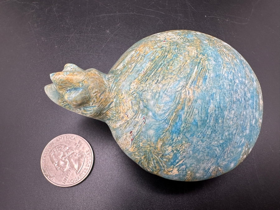 Vintage Hand Carved Petrified Wood Turtle Figurine 215g [Photo 13]