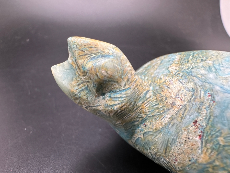 Vintage Hand Carved Petrified Wood Turtle Figurine 215g [Photo 12]