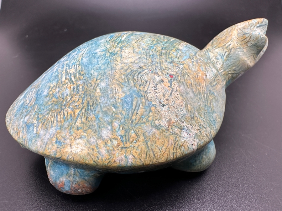 Vintage Hand Carved Petrified Wood Turtle Figurine 215g [Photo 7]