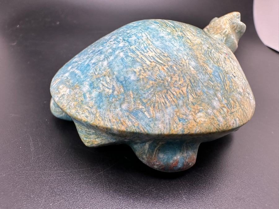 Vintage Hand Carved Petrified Wood Turtle Figurine 215g [Photo 9]