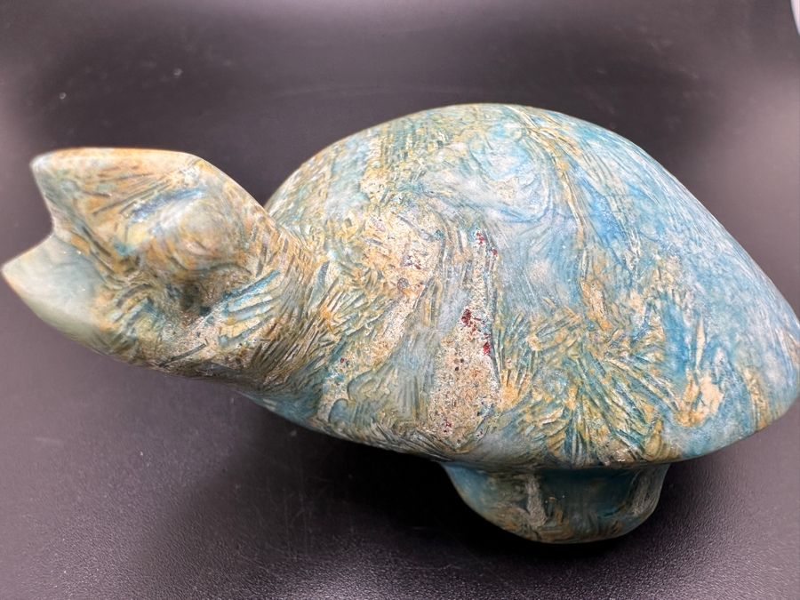 Vintage Hand Carved Petrified Wood Turtle Figurine 215g [Photo 5]