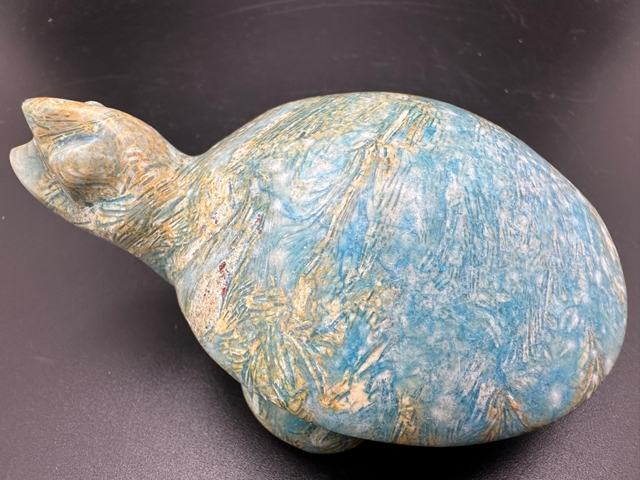 Vintage Hand Carved Petrified Wood Turtle Figurine 215g [Photo 2]