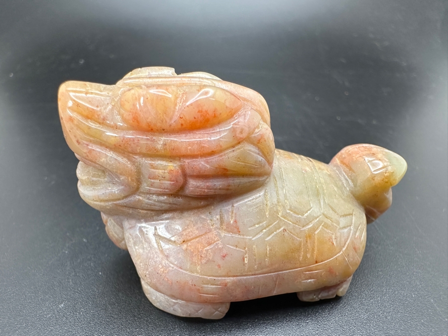 Hand Carved Fancy Jasper Feng Shui Dragon Turtle Figurine 51g [Photo 2]