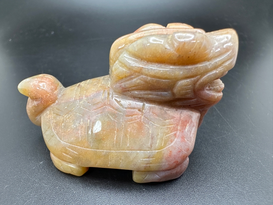 Hand Carved Fancy Jasper Feng Shui Dragon Turtle Figurine 51g [Photo 5]