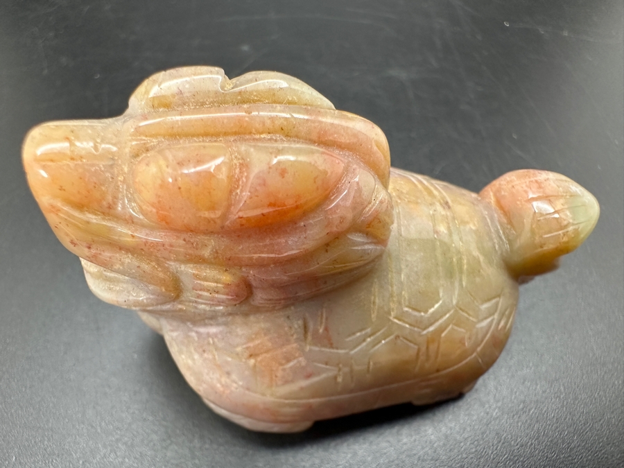 Hand Carved Fancy Jasper Feng Shui Dragon Turtle Figurine 51g [Photo 3]