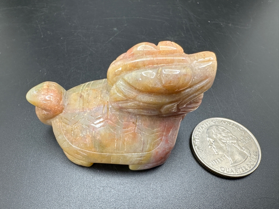 Hand Carved Fancy Jasper Feng Shui Dragon Turtle Figurine 51g [Photo 8]