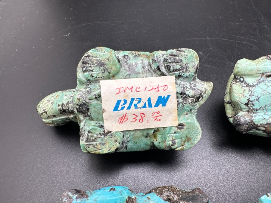 (4) Hand Carved Turquoise Turtle Figurines 155g [Photo 17]