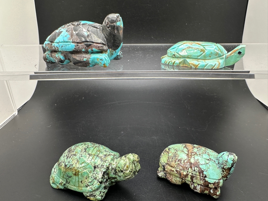 (4) Hand Carved Turquoise Turtle Figurines 155g [Photo 4]
