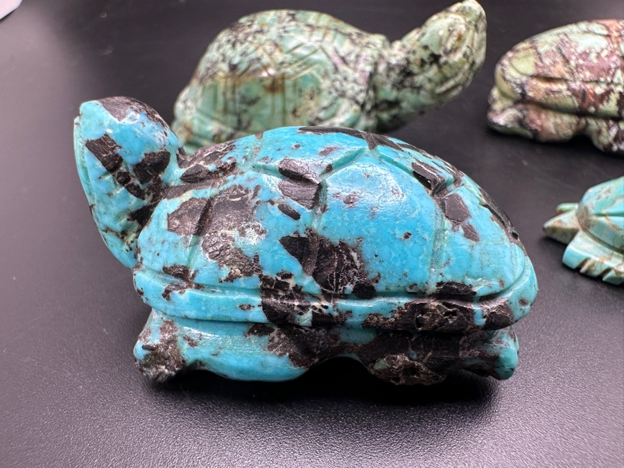 (4) Hand Carved Turquoise Turtle Figurines 155g [Photo 7]