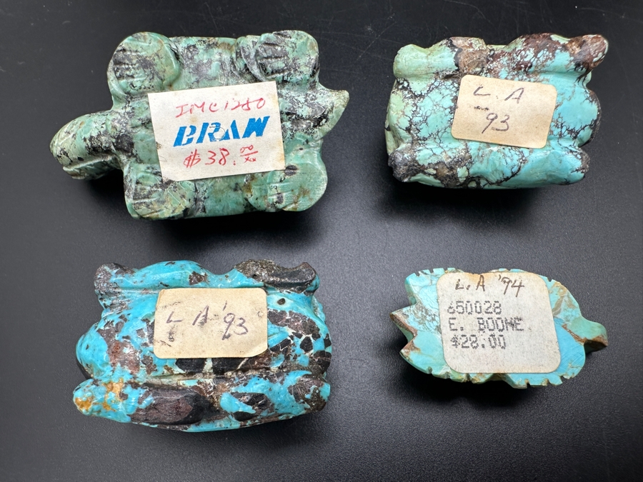 (4) Hand Carved Turquoise Turtle Figurines 155g [Photo 16]
