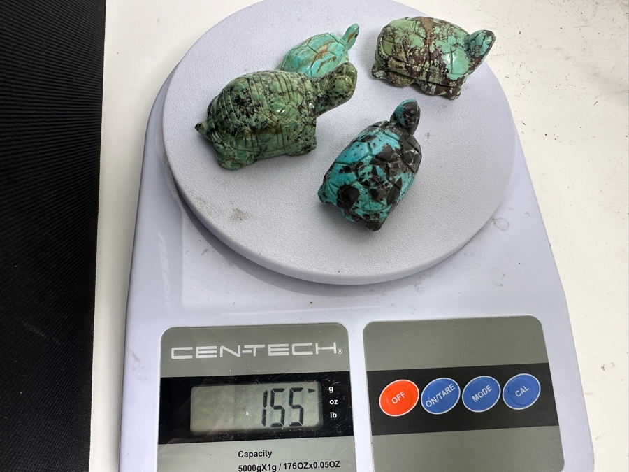 (4) Hand Carved Turquoise Turtle Figurines 155g [Photo 21]