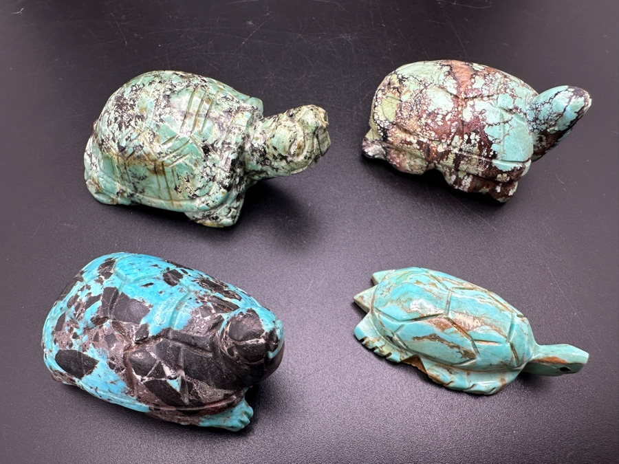 (4) Hand Carved Turquoise Turtle Figurines 155g [Photo 5]