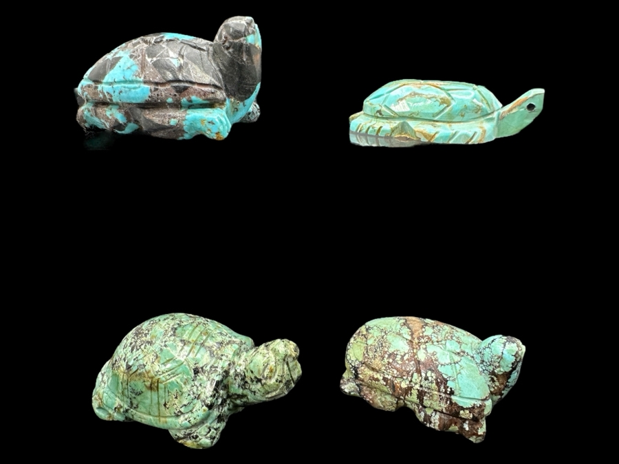 (4) Hand Carved Turquoise Turtle Figurines 155g [Photo 3]