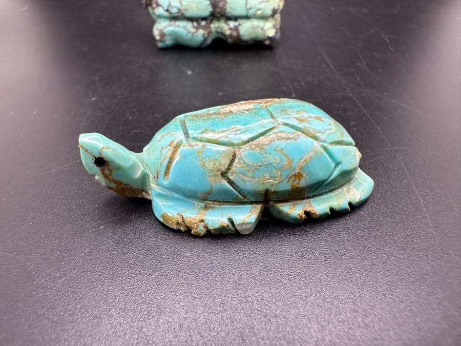 (4) Hand Carved Turquoise Turtle Figurines 155g [Photo 15]
